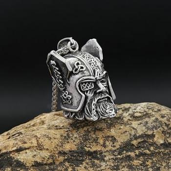 Vintage Edelstahl-Anhänger mit einäugigem Wikinger-Krieger, Glocke, Punk-Halskette mit antikem Kriegerhelm, Amulett